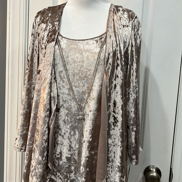 Two-Piece Crushed Velour Jacket Dress - Picture 11 of 11